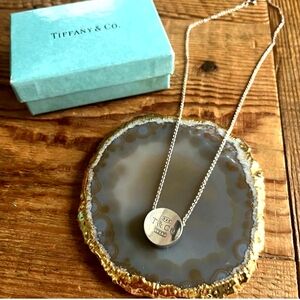 Auth.Tiffany & Co.® Retired 1837® Concave Circle Charm Necklace|Box&Gift Bag
